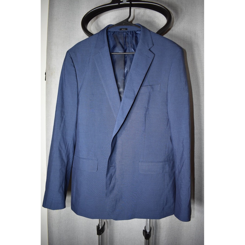 JF J Ferrar Mens Blue Slim Fit Two Button Suit Jacket Blazer 46R Stretch